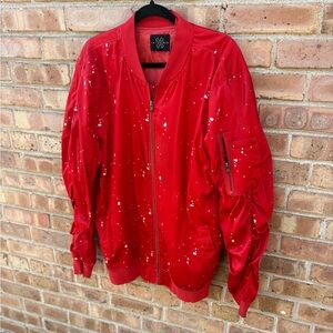 Red Splatter Bomber Jacket